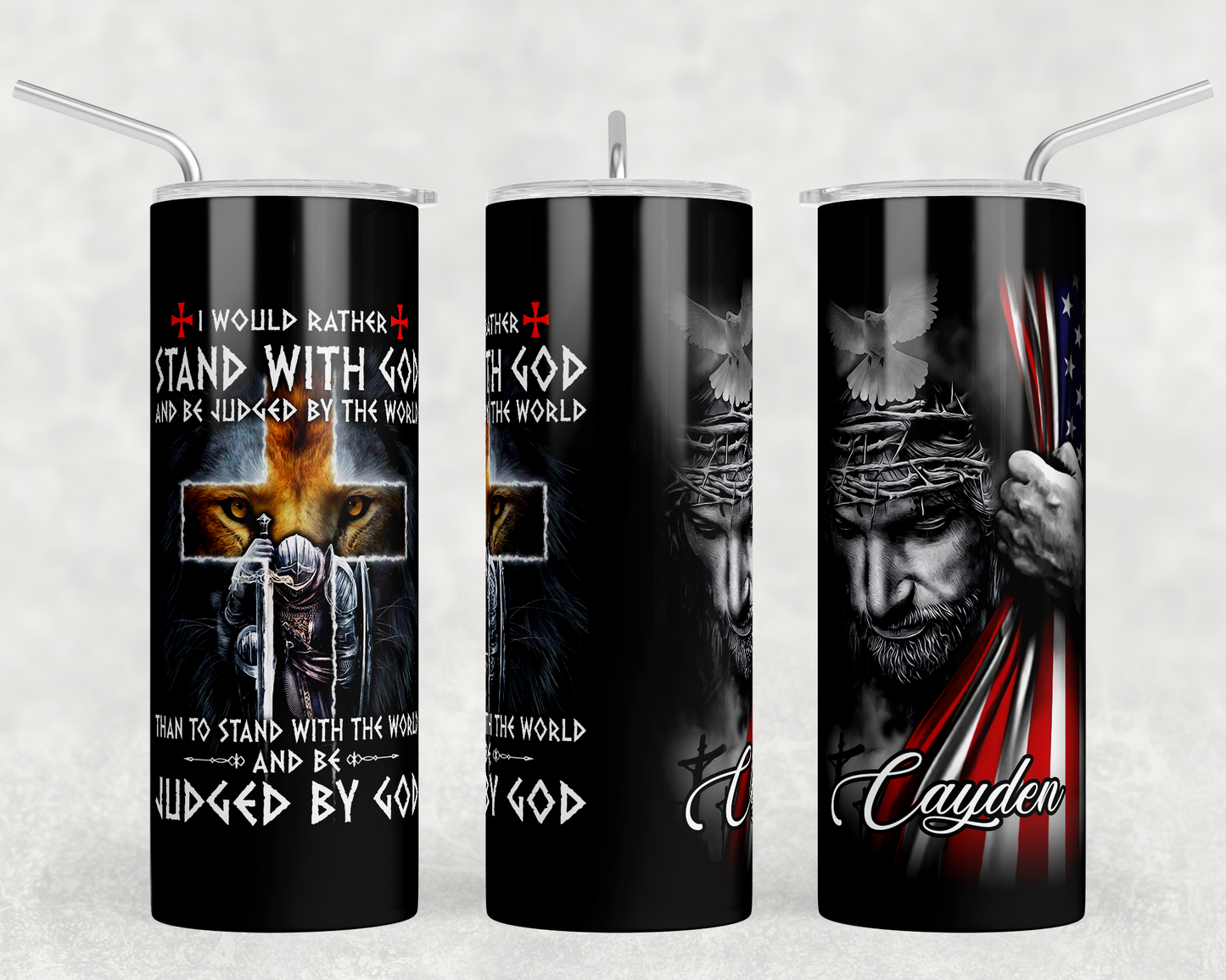 Stand with God, Men's Inspirational 20oz skinny Tumbler