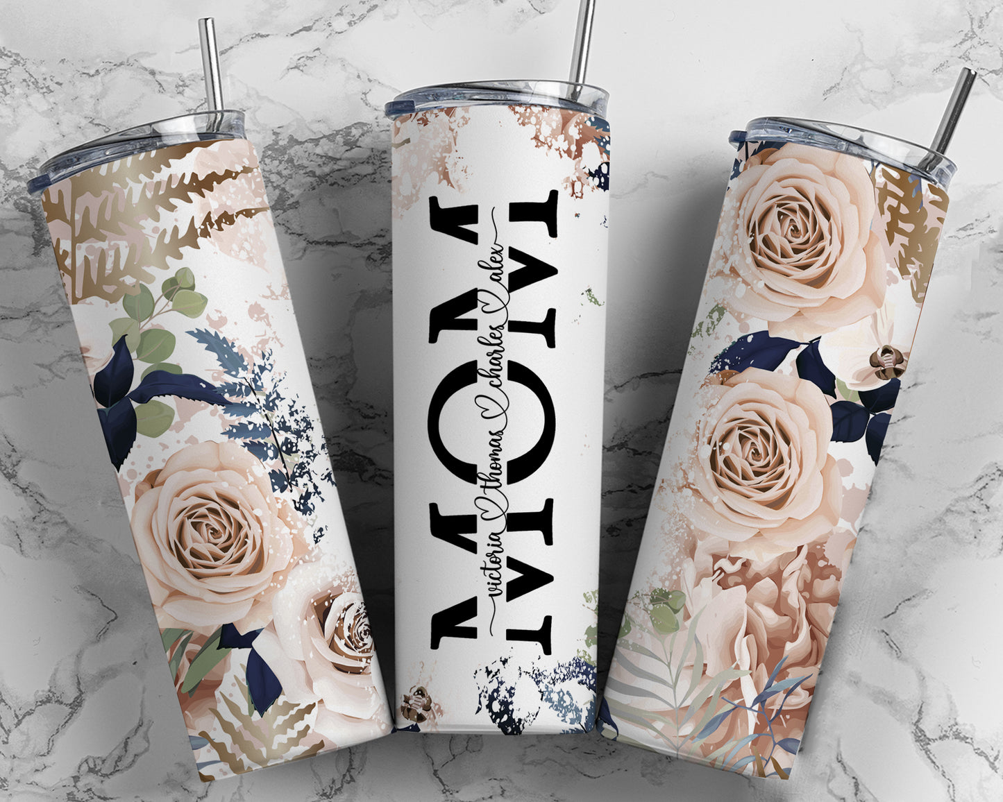 Personalized and Customizable "MOM" Tumbler