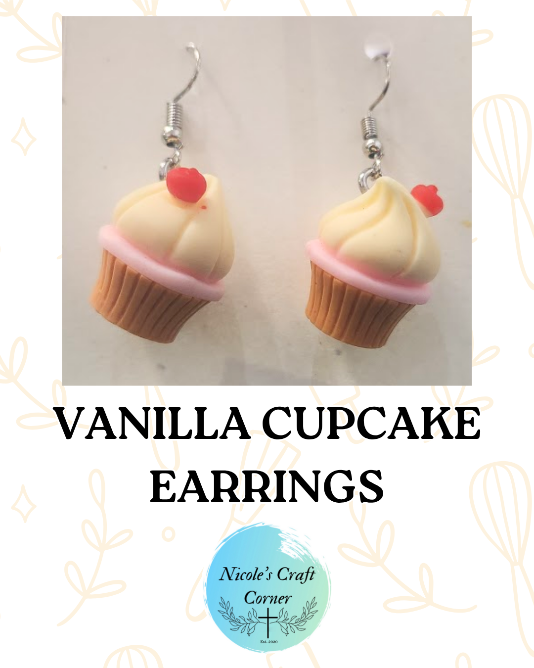 Vanilla Cupcake Dangle Earrings