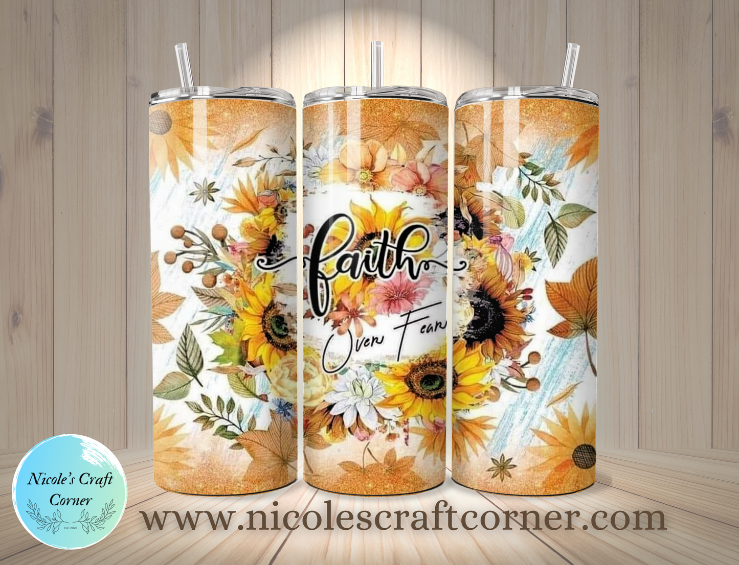 Faith over Fear; Inspirational 20oz skinny Tumbler