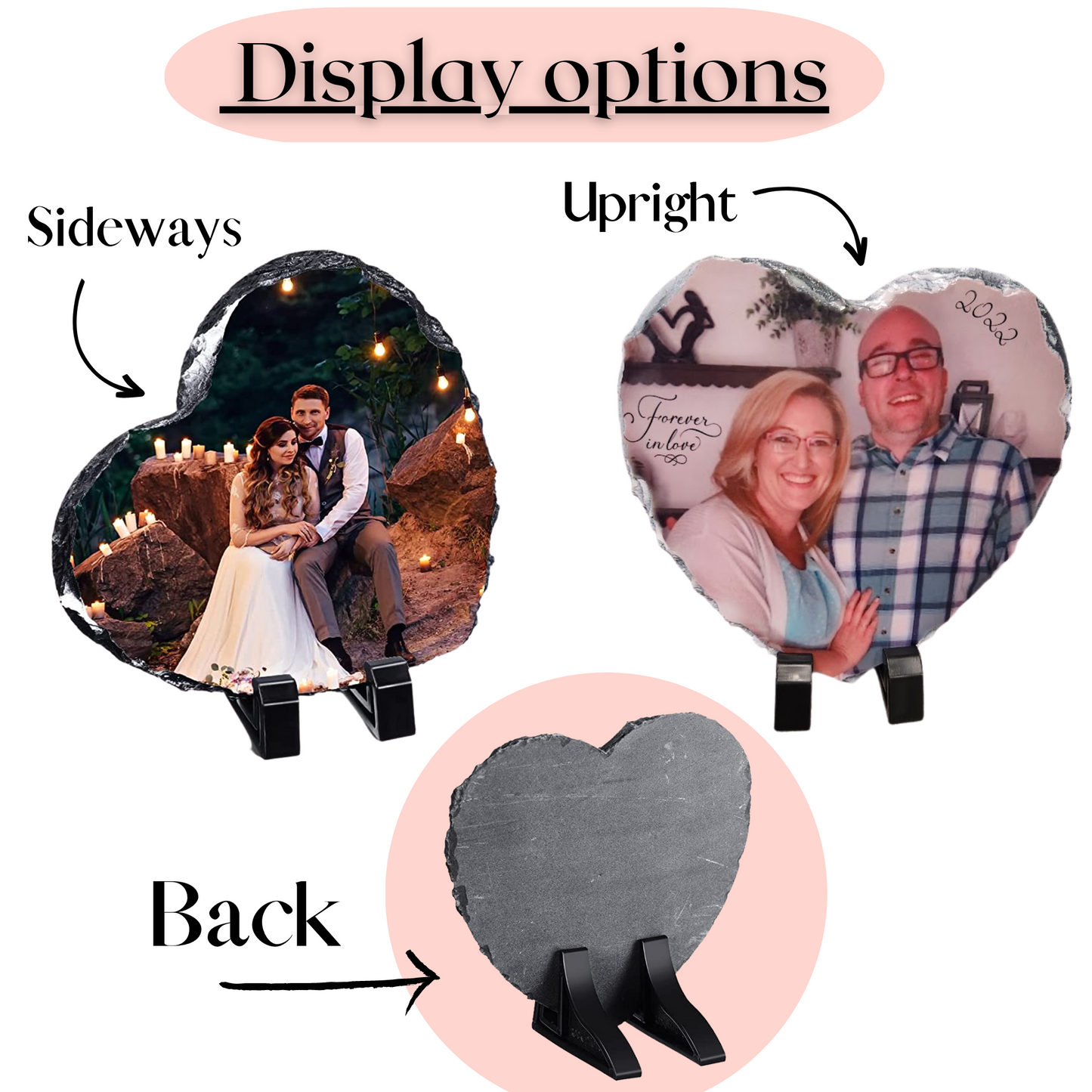 Heart Shaped Slate Custom Rock Plaque ~ with stand