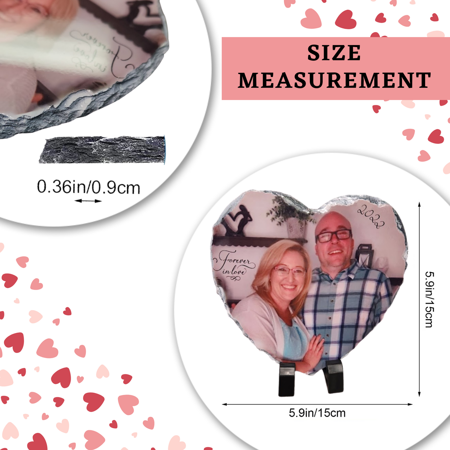 Heart Shaped Slate Custom Rock Plaque ~ with stand