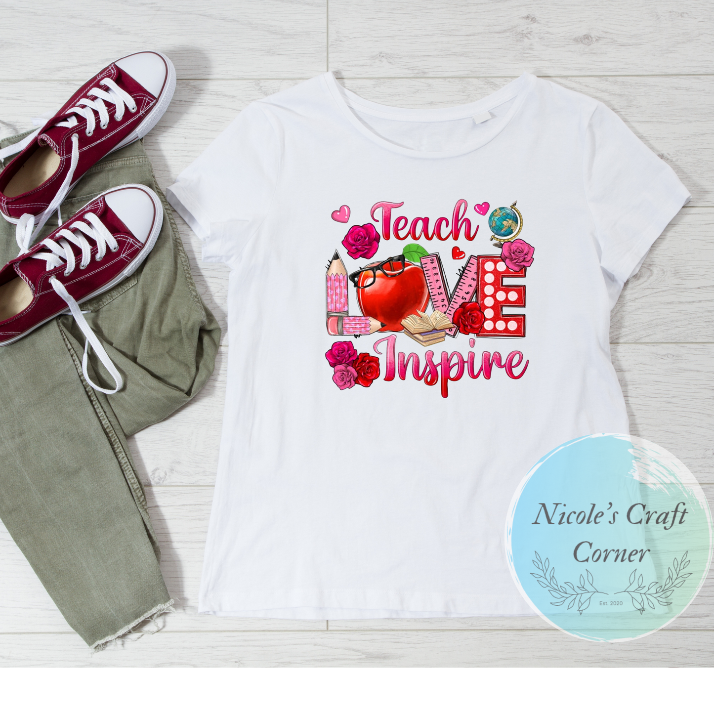 Teach, Love, Inspire; Teacher Valentine's Day Shirt