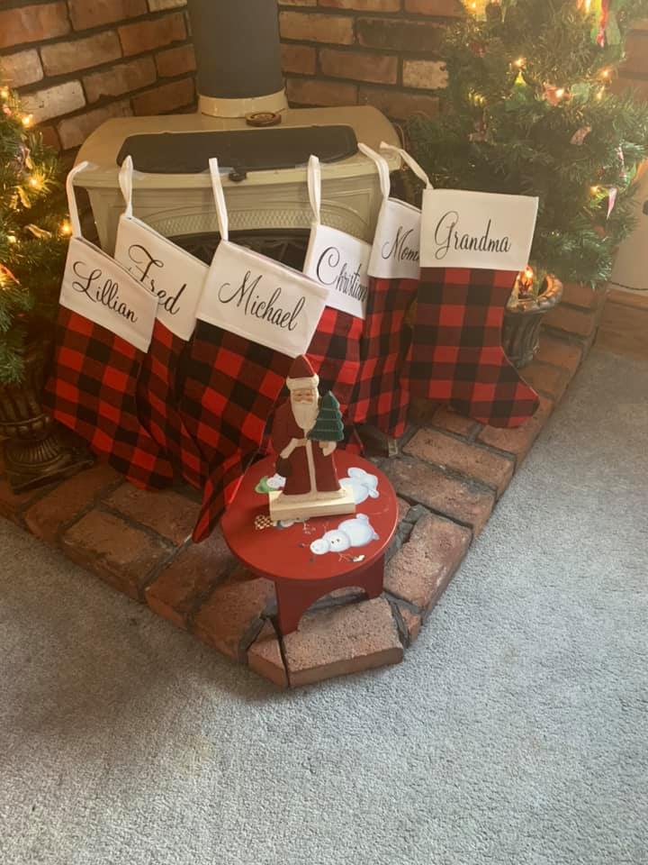 Red Buffalo plaid Personalized Christmas stockings