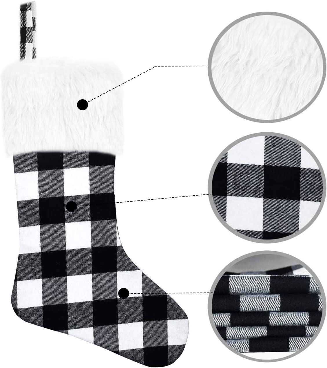 Black and White Buffalo plaid Personalized Christmas stockings