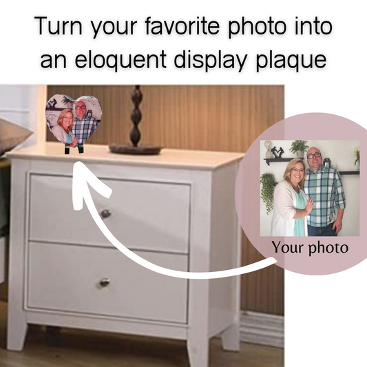 Heart Shaped Slate Custom Rock Plaque ~ with stand