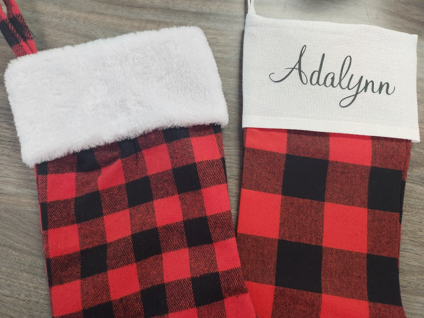 Red Buffalo plaid Personalized Christmas stockings