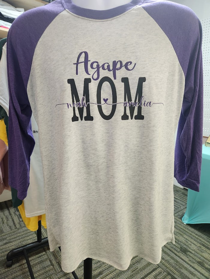 Customizable & Personalized "MOM" classic Baseball T-Shirt