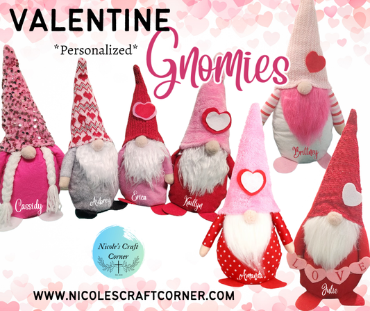 Personalized Valentine's Day Gnomies, Personalized Valentines Gnomes, Personalized Gnomes, Custom Valentine's Day Gift