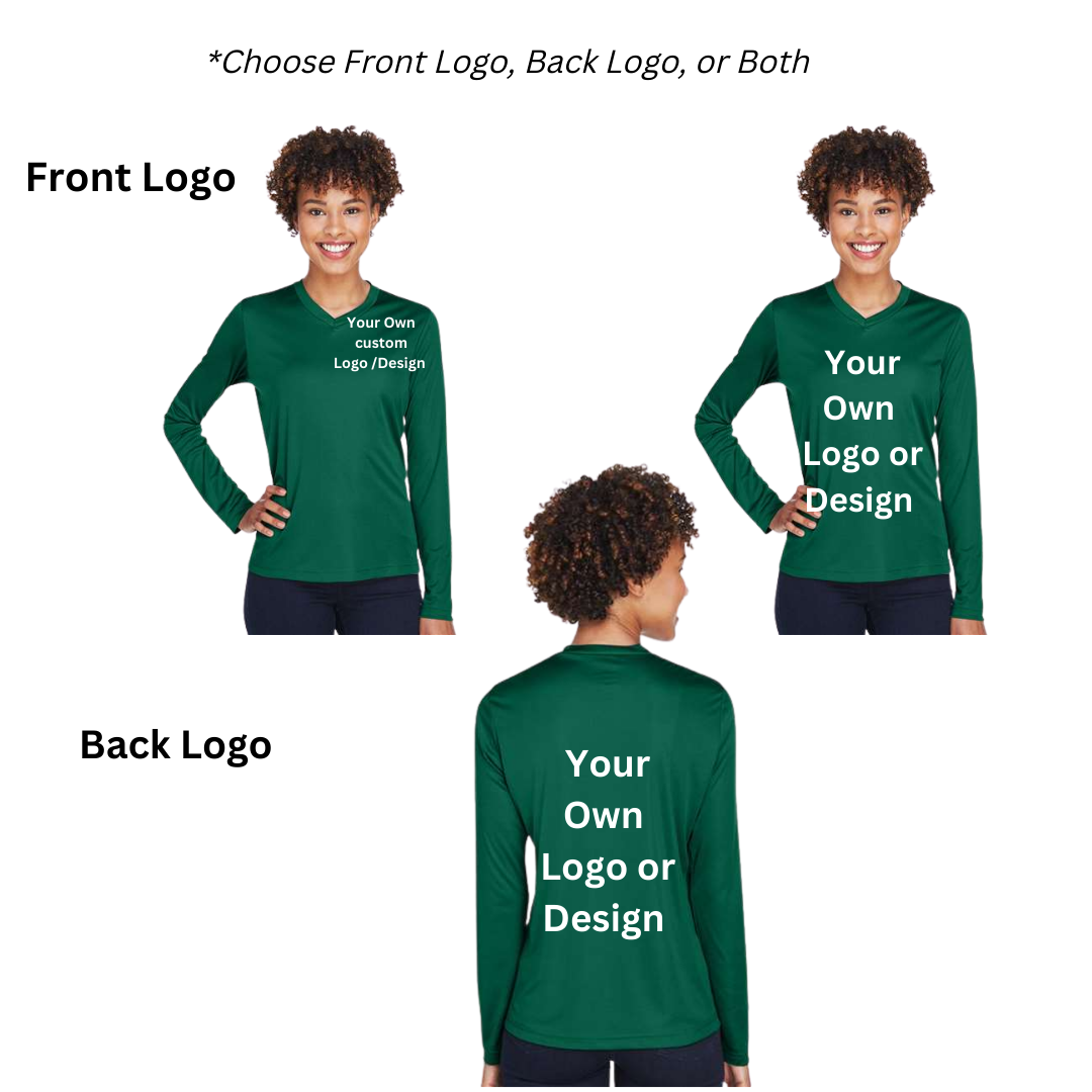 Custom Womens Performance Long Sleeve V-Neck