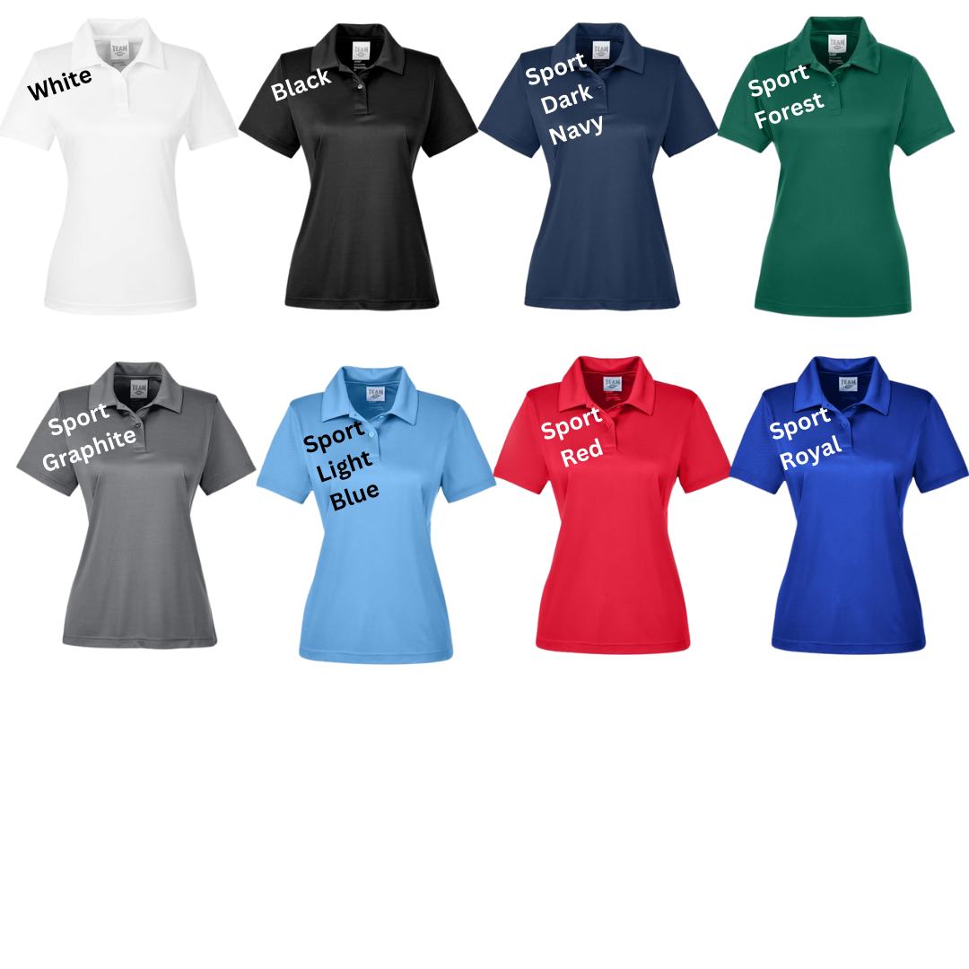LADIES PERFORMANCE POLOS; 100% POLYESTER