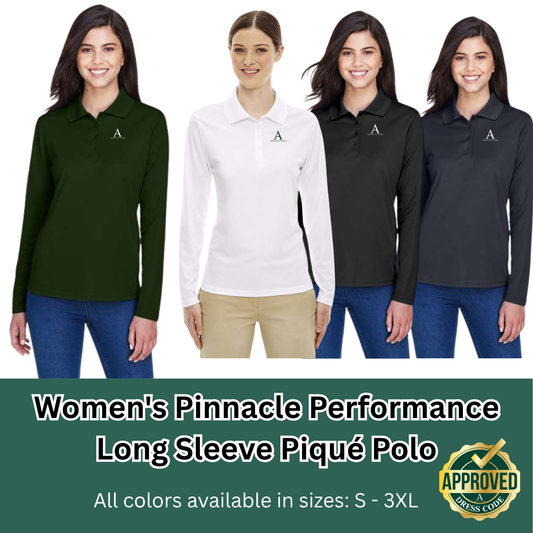 AGAPE Women's Pinnacle Performance Long Sleeve Piqué Polo