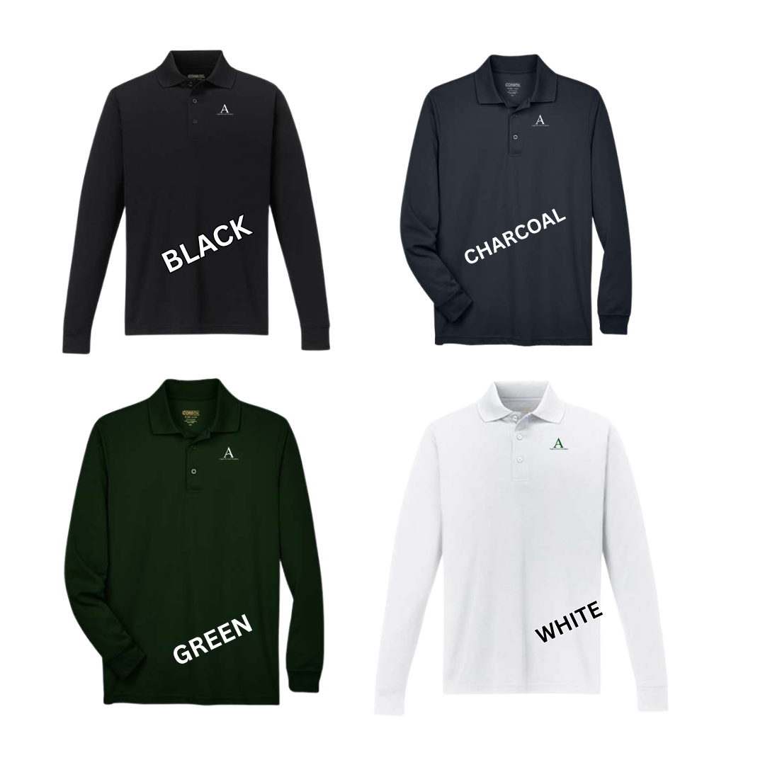AGAPE Men's Pinnacle Performance Long Sleeve Piqué Polo