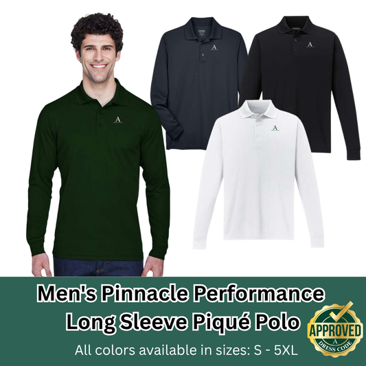 AGAPE Men's Pinnacle Performance Long Sleeve Piqué Polo