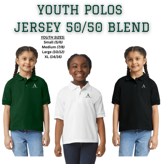AGAPE YOUTH 50/50 JERSEY BLENDED POLOS