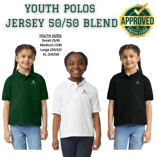 AGAPE YOUTH 50/50 JERSEY BLENDED POLOS