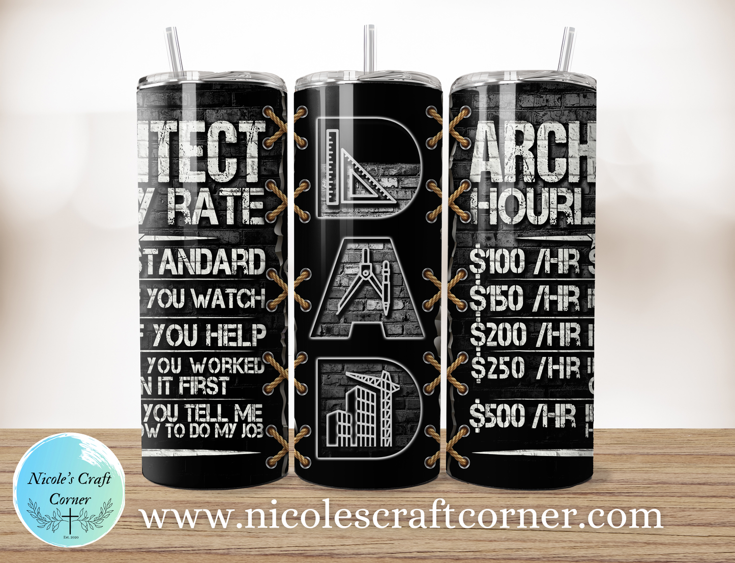 Dad Architect 20oz Skinny Tumbler | Funny Architect Gift | Father’s Day Gift for Dad | Stainless Steel Travel Cup
