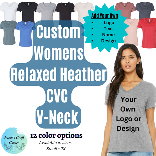 Custom Women's Relaxed Heather CVC V-Neck T-Shirt