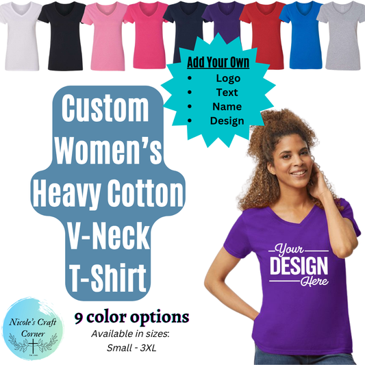 Custom Women's Heavy Cotton V-Neck T-Shirt