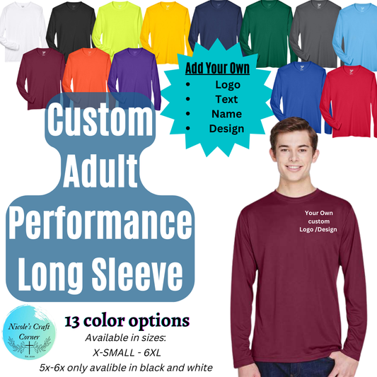 Adult Custom Crewneck Performance Long Sleeve T-Shirts