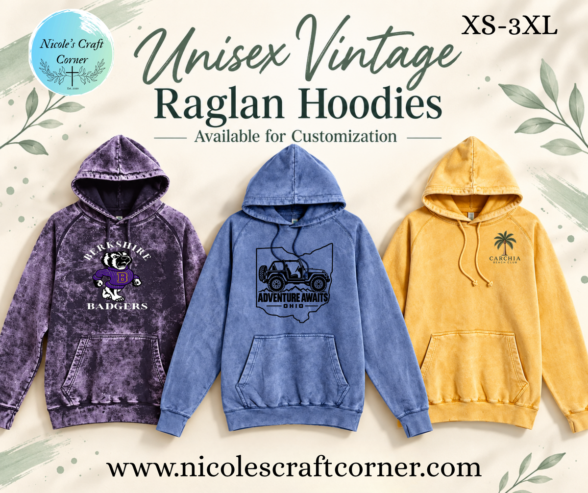 Custom Unisex Vintage Raglan Hoodie Sweatshirt