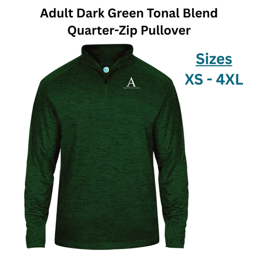 AGAPE Adult Dark Green Tonal Blend Quarter-Zip Pullover