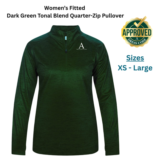 AGAPE Women's Fitted Dark Green Tonal Blend Quarter-Zip Pullover