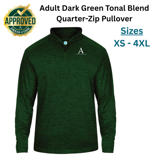 AGAPE Adult Dark Green Tonal Blend Quarter-Zip Pullover