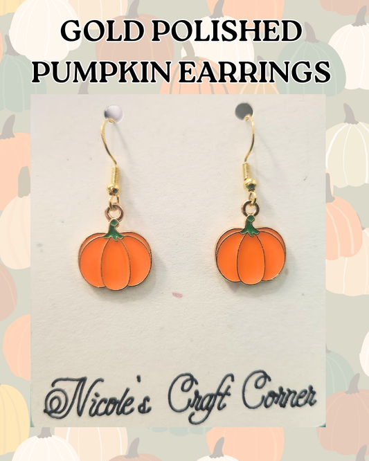 Gold Polished Pumpkin Earrings