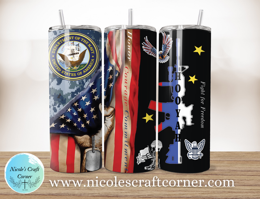 Navy American 20oz Skinny Tumbler Stainless Steel Travel Cup