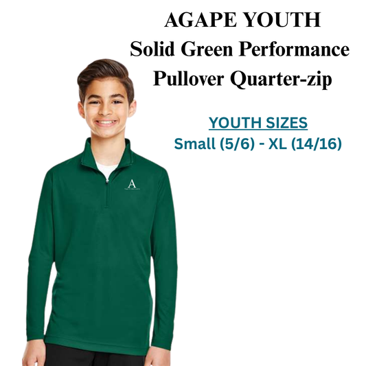 AGAPE YOUTH Solid Green Performance Pullover Quarter-Zip