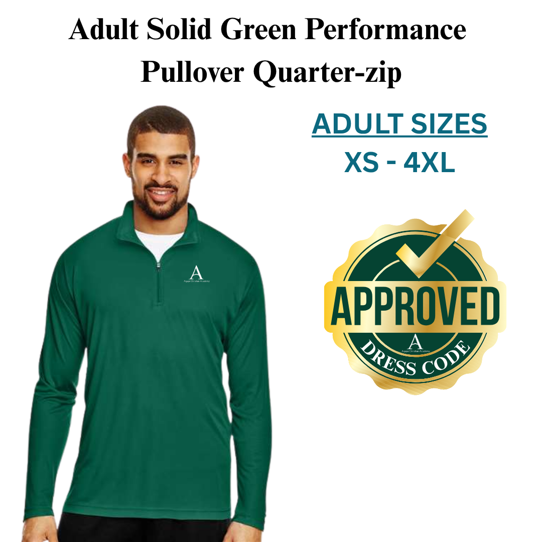 AGAPE Adult Solid Green Quarter-Zip Pullover