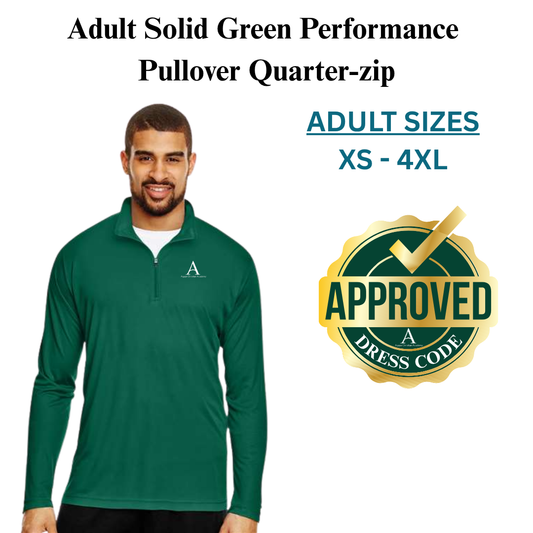 AGAPE Adult Solid Green Quarter-Zip Pullover