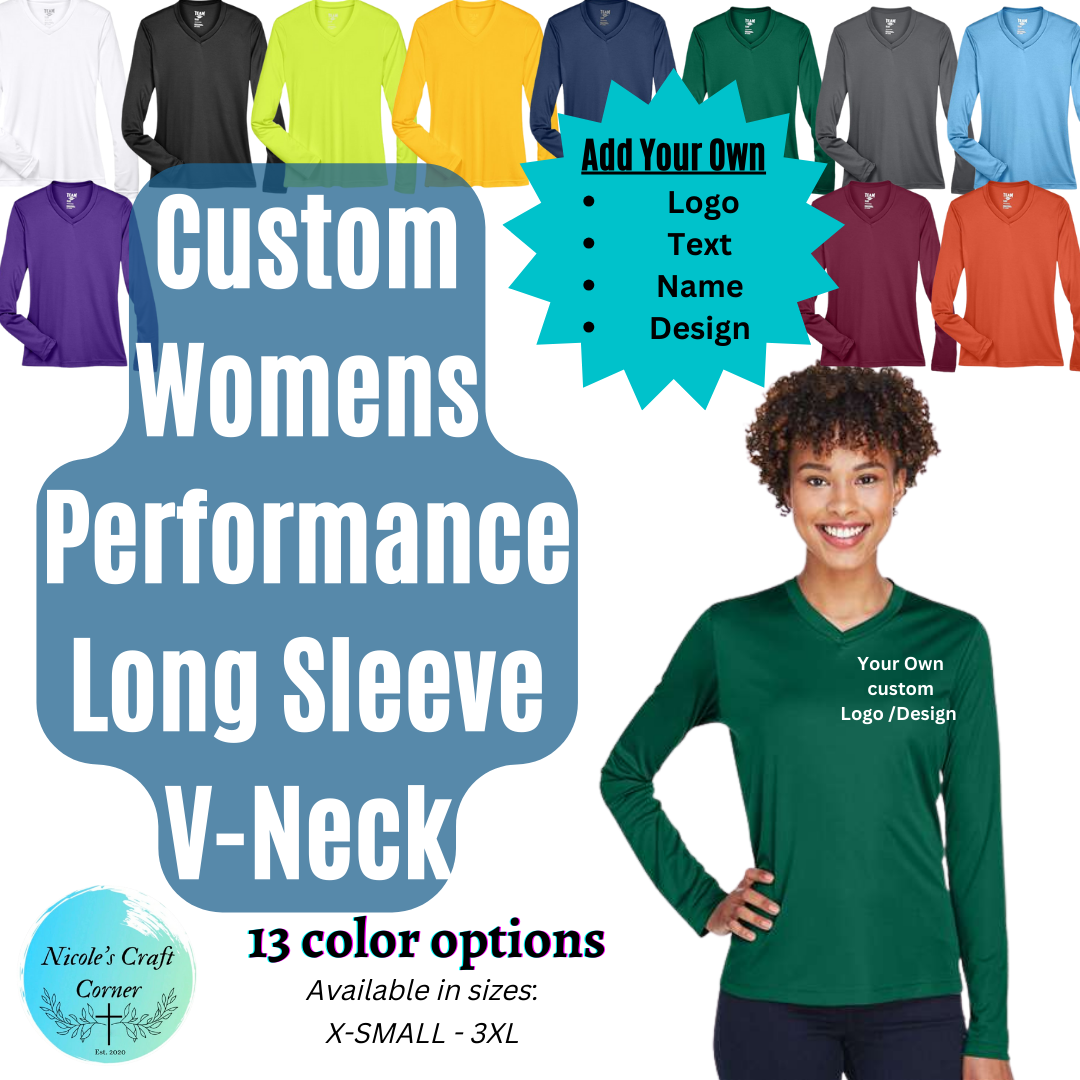 Custom Womens Performance Long Sleeve V-Neck