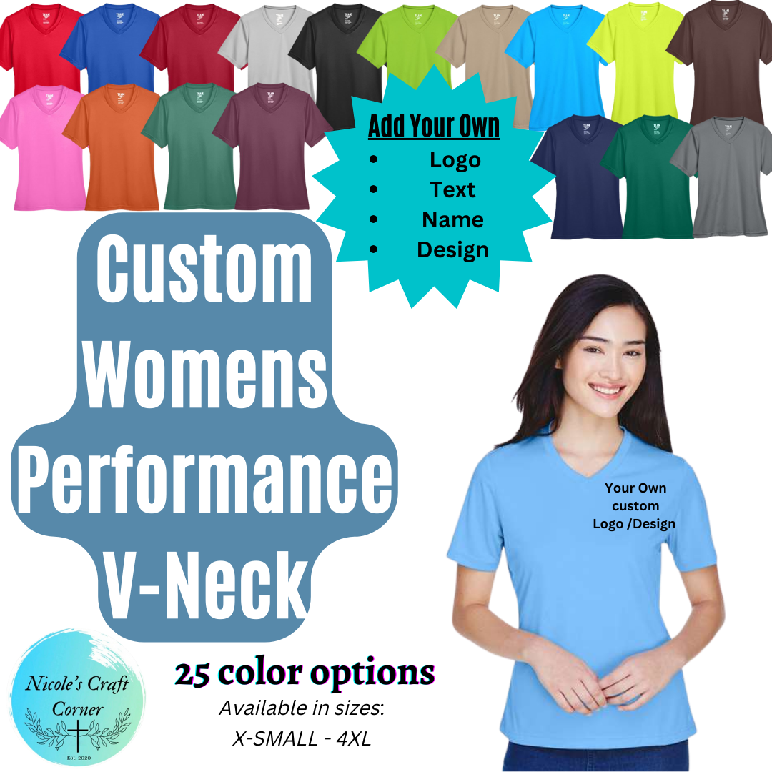 Custom Womens Performance V-Neck Short Sleeve