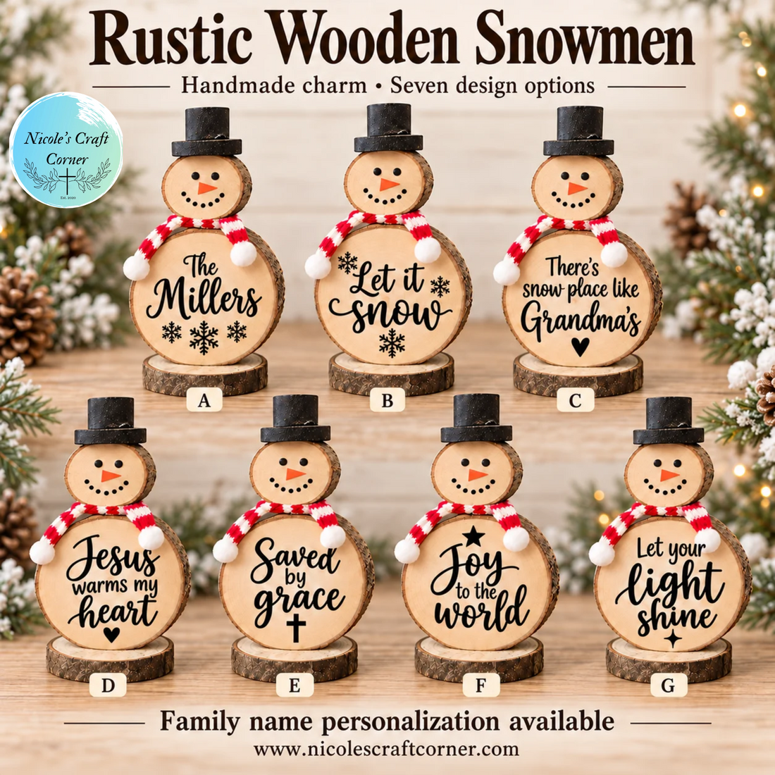 Rustic Wooden Snowmen & Personalized Gifts | Nicole’s Craft Corner ...