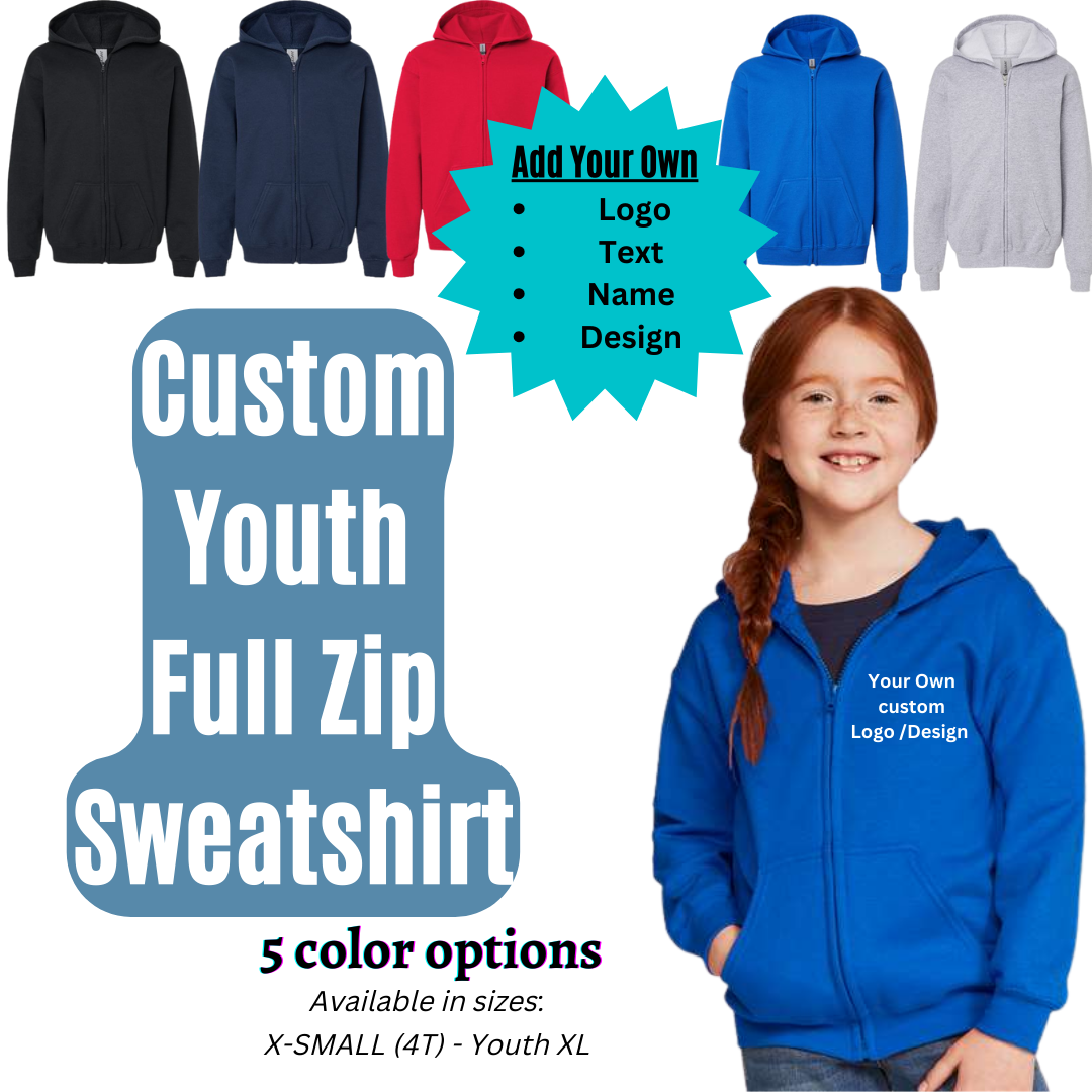 Youth Custom Full Zip Hoodies