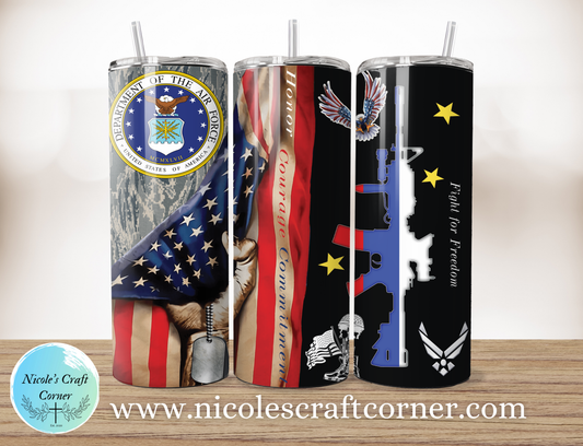 Air Force American 20oz Skinny Tumbler Stainless Steel Travel Cup
