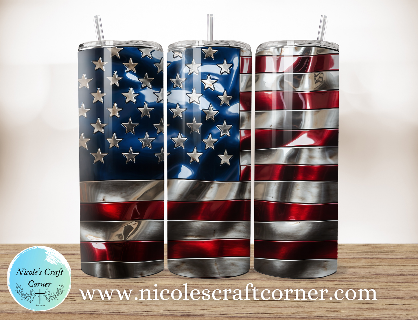 American Flag 20oz Skinny Tumbler Stainless Steel Travel Cup