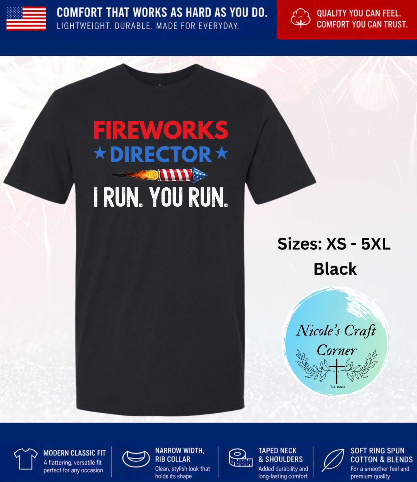 Fireworks Director – I Run. You Run. graphic tee