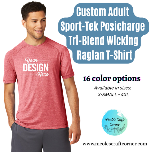 Custom Adult Sport-Tek Posicharge Tri-Blend Wicking Raglan T-Shirt