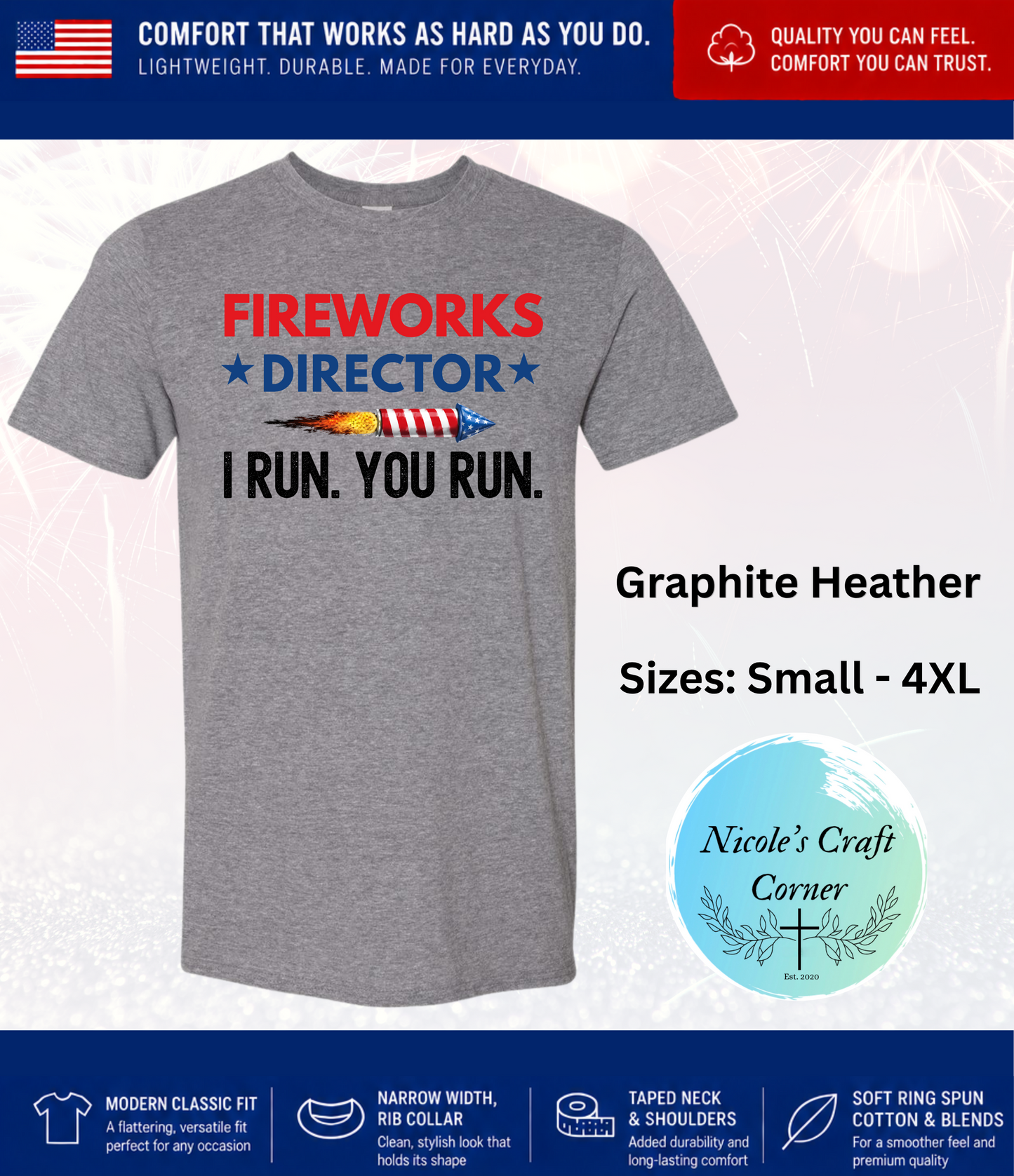 Fireworks Director – I Run. You Run. graphic tee