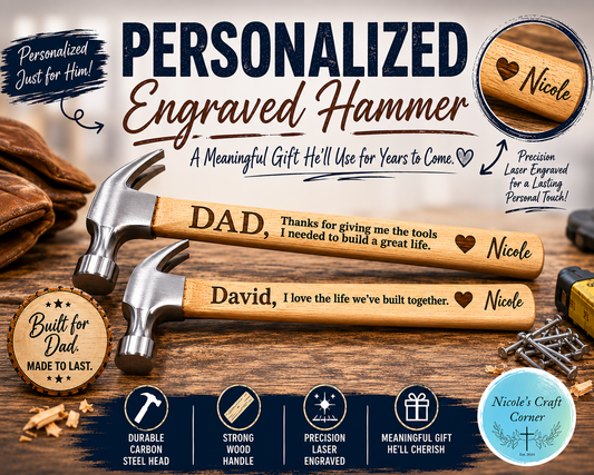 Personalized Engraved Hammer ; Custom Gift for Dad