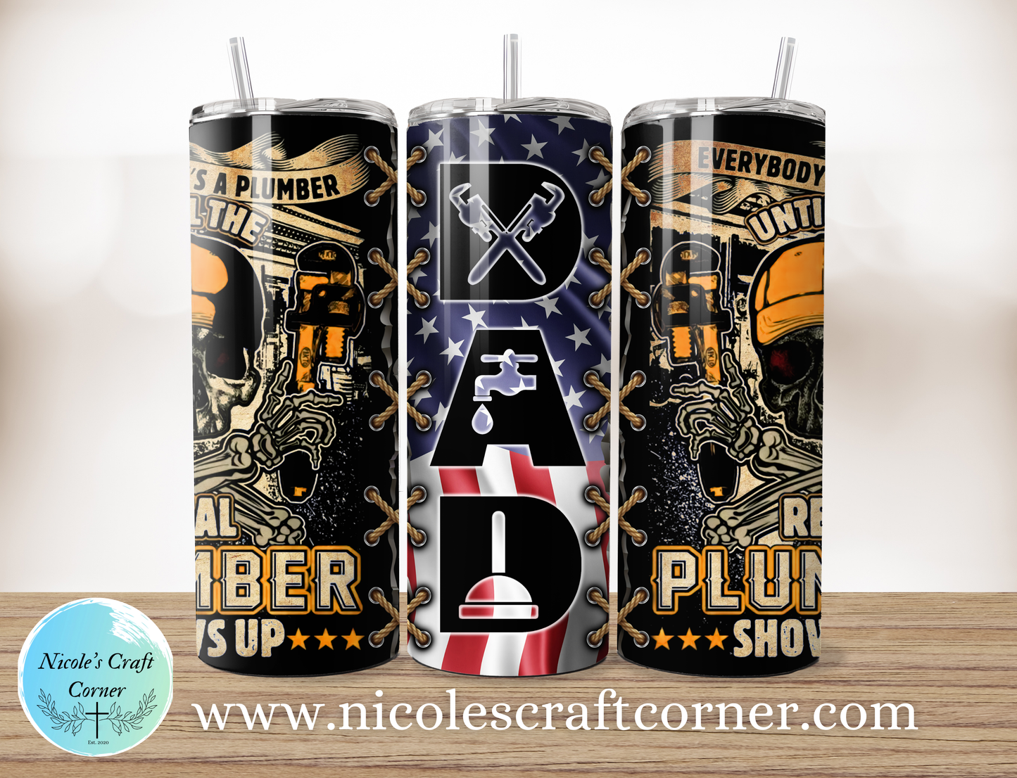 Funny Plumber DAD  20oz Skinny Tumbler | Father’s Day Gift for Dad | Stainless Steel Travel Cup