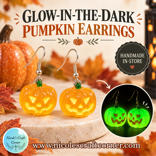Handmade Glow-in-the-Dark Pumpkin Earrings