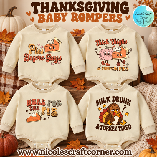 Thanksgiving Baby Sweatshirt Rompers