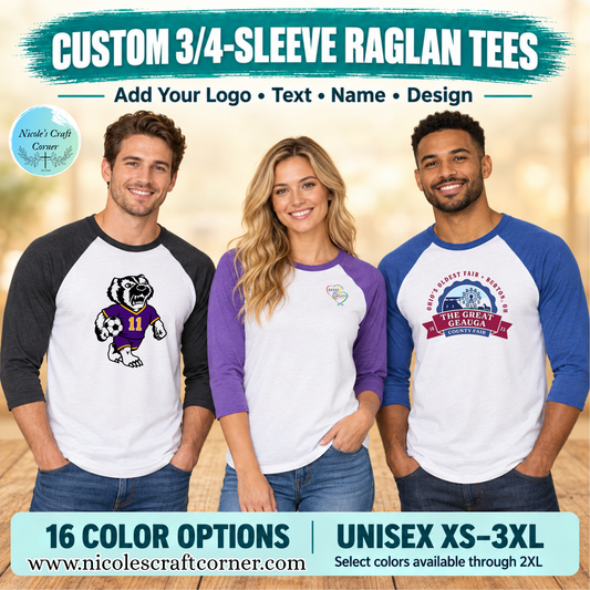 Custom 3/4-Sleeve Raglan Tee