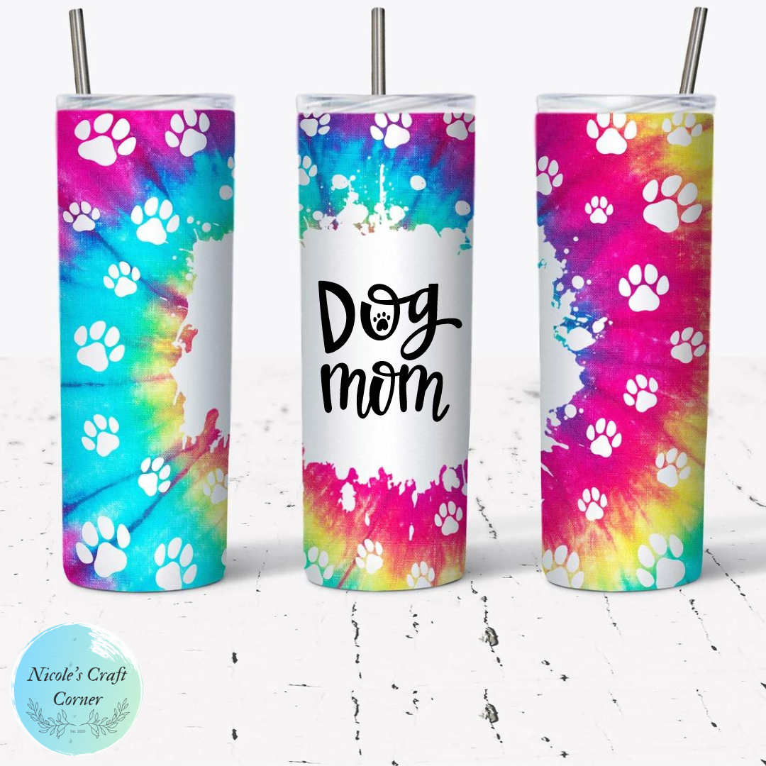 Dog Mom - OR - Peace, Love, Dogs; 20oz skinny Tumbler