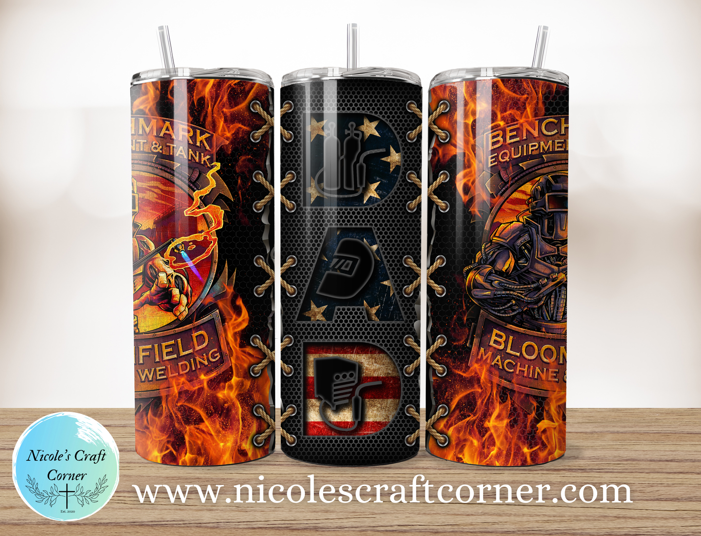Fire Welder DAD  20oz Skinny Tumbler | Father’s Day Gift for Dad | Stainless Steel Travel Cup