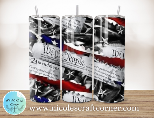 "We the People" American Flag 20oz Skinny Tumbler Stainless Steel Travel Cup